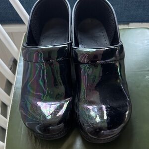 Dansko Iridescent Black Mules